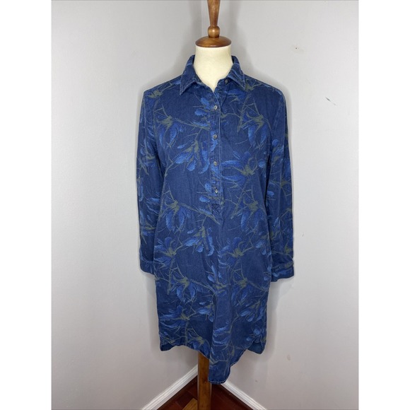 J McLaughlin Amara in Jacquard Floral Denim‎ Shirt Dress Size S - Picture 1 of 10